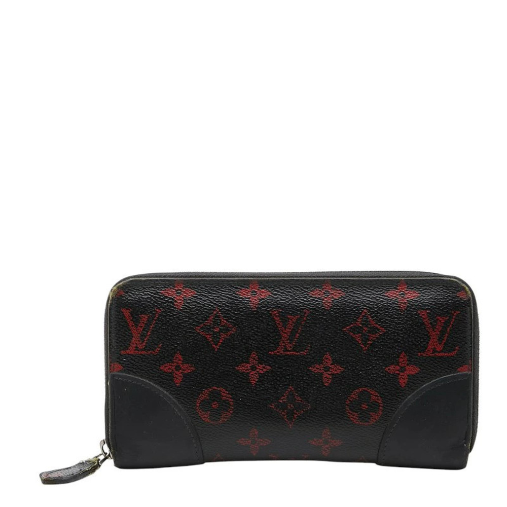 Louis Vuitton Monogram Rouge Red Zippy Wallet Long Black Red Leather